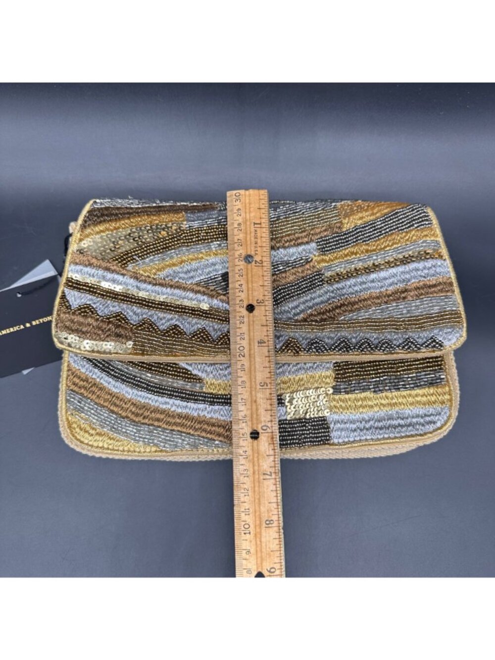 Beaded Shoulder Bag Clutch Gold Silver Bold Glamorous America & Beyond NWT READ - Picture 10 of 12